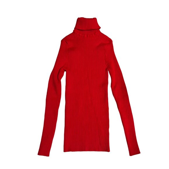 Giu Giu Nonna Red Ribbed Long Sleeve Turtleneck Sweater Womens Size Medium - Picture 1 of 3